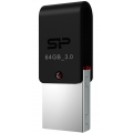 Silicon Power Mobile X31, 64 GB, USB Type-A / Micro-USB, 3.2 Gen 1 (3.1 Gen 1), Drehring, 3,3 g, Schwarz, Silber