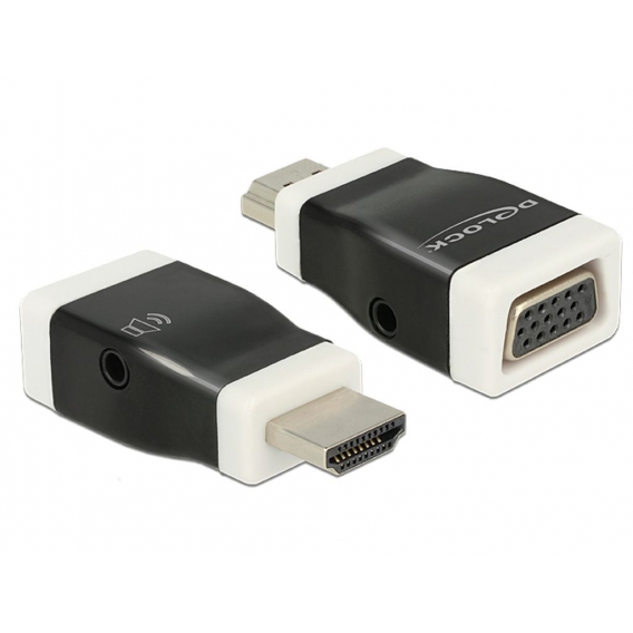 Delock 65586 - HDMI-A - VGA - Male connector / Female connector - Schwarz - Weiß