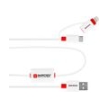 BUZZ 2in1 Charge’n Sync Alarm Kabel, weiß, 2in1 Micro USB & Lightning Stecker