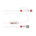 BUZZ 2in1 Charge’n Sync Alarm Kabel, weiß, 2in1 Micro USB & Lightning Stecker