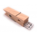 Onwomania Wäscheklammer echt Holz Klammer Glupperl USB Stick in Alu Geschenkbox 32 GB USB 3.0