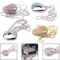 Rhinestone Alloy Heart Shape USB Flash Drive Memory Stick U Disk for Laptop PC Silver 32G