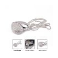 Rhinestone Alloy Heart Shape USB Flash Drive Memory Stick U Disk for Laptop PC Silver 32G