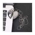 Rhinestone Alloy Heart Shape USB Flash Drive Memory Stick U Disk for Laptop PC Silver 32G