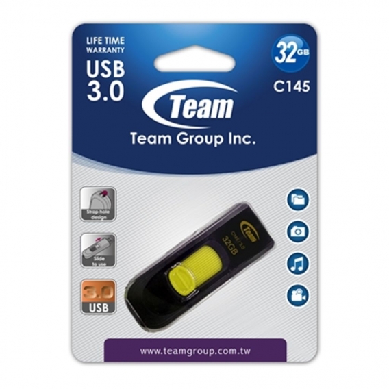 Team Group C145, 32 GB, USB Typ-A, 3.2 Gen 1 (3.1 Gen 1), Dia, 5 g, Schwarz, Gelb