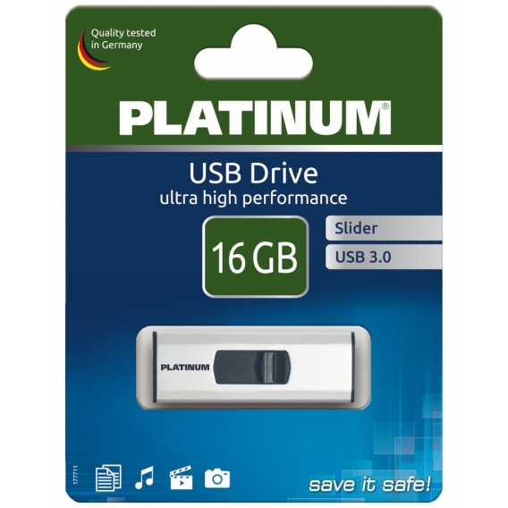 Platinum Slider USB-Stick 16 GB USB 3.0 USB-Flash-Laufwerk - Speicher-Stick in silber inkl. Öse zur Befestigung am Schlüsselanhä