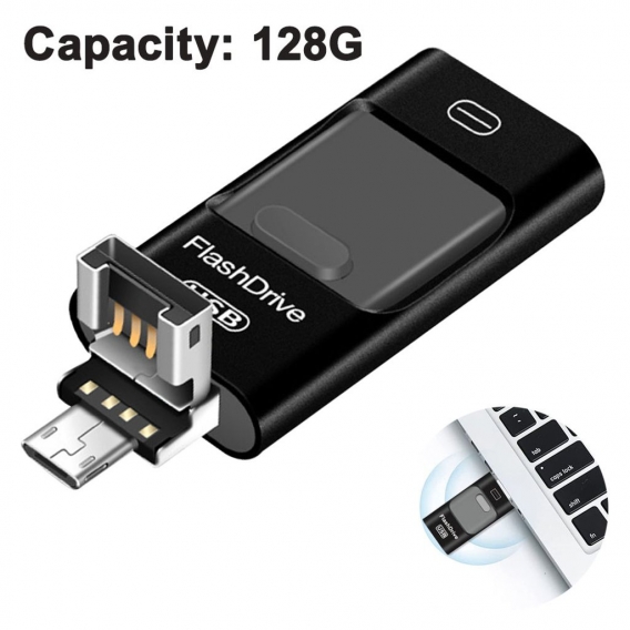 USB Flash Laufwerke, USB 3.0 Kompatibel Mit Mobiltelefonen Und Computern, Externer Erweiterbarer Speicher des Telefons(Schwarz, 