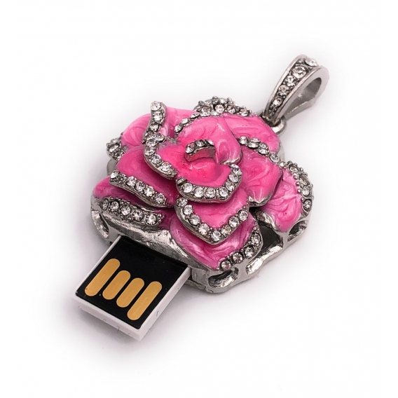 Onwomania Rose mit Kristallen in Pink Funny USB Stick 8 GB USB 2.0