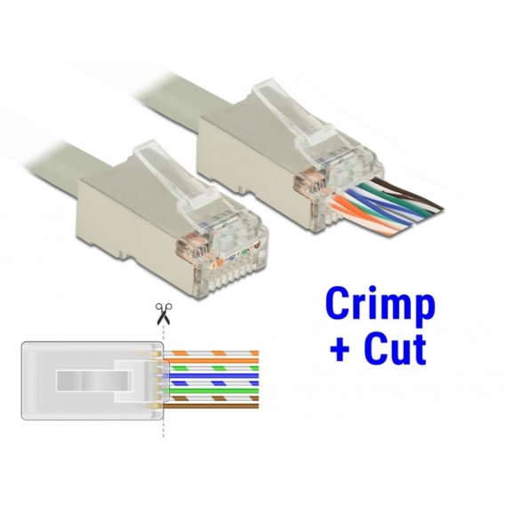 Delock 86454 - RJ-45 - Transparent - Polycarbonat - Cat6 - U/FTP (STP) - Gold