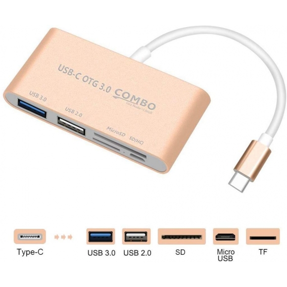 USB C Micro SD/MMC/SD Card Reader + USB 3.0 Typ A Power) Laden Port Hub Adapter, sourceton USB C bis SuperSpeed-USB, TF Micro SD