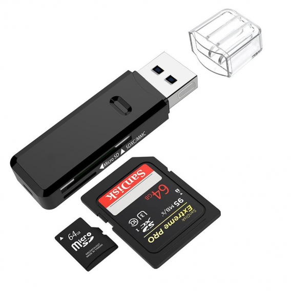 USB 3.0 Kartenleser, Hochgeschwindigkeits  SD / Micro SD Kartenleser  unterstützt SD / Micro-SD / TF / SDHC / SDXC / MMC - kompa