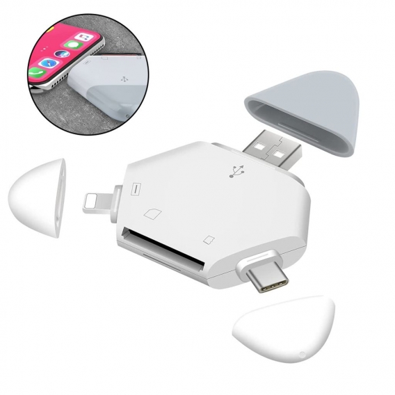 Kartenlesegerät 5 in 1 mit Magnet, USB C SD/Micro SD/TF Card Reader, Kartenleser USB 3.0, Adapter für Phone,Typ C,USB-Geräte,Mac