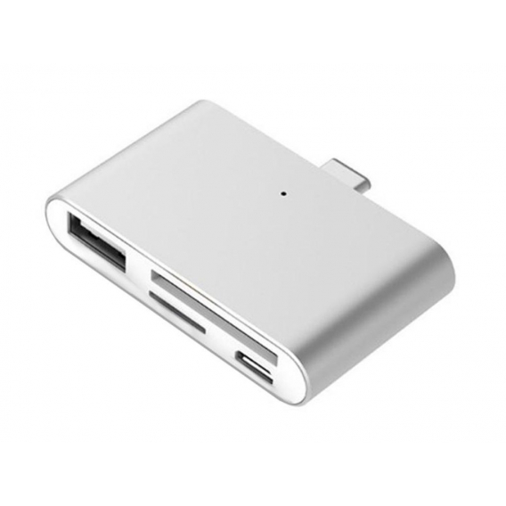 USB Type-C Smart Reader für microSD, SD, USB, USB Micro (Silber)