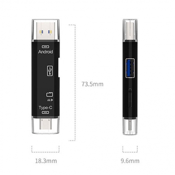 Pyzl 5-in-1 Typ-c Micro TF OTG USB 2.0 Adapter SD-Kartenleser Android IOS Computer