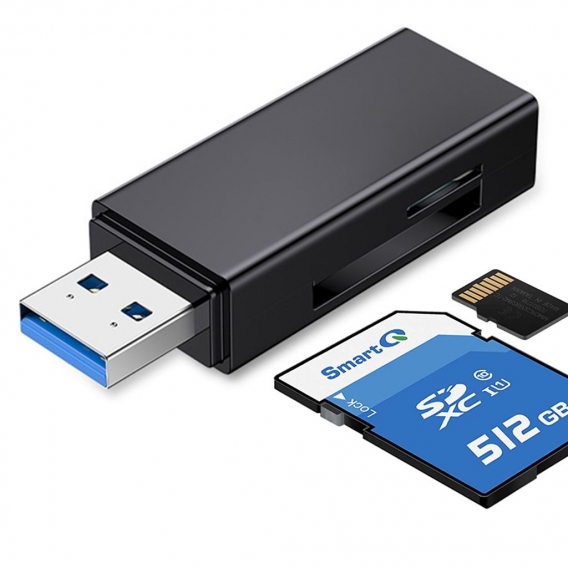 USB 3.0 SD / TF-Speicherkartenleser, 2 Steckplätze, Kartenleser für SDXC, SDHC, SD, MMC, RS-MMC, Micro-SDXC, Micro-SD, Micro-SDH