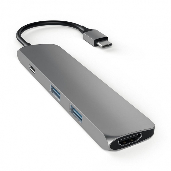 Satechi USB3.0 Typ C Stecker auf 1x HDMI 2x USB Typ A Hub Adapter space grau