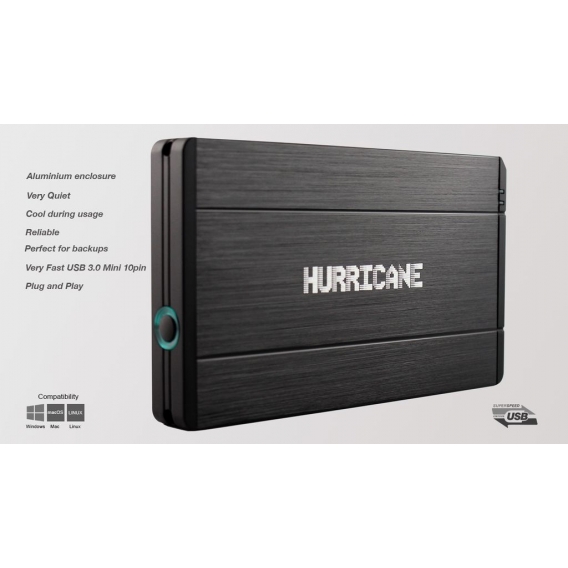 Hurricane 12.5mm GD25650 200GB 2.5" USB 3.0 Externe Aluminium Festplatte fr Mac, PC, PS4, PS4 Pro, Xbox, Backups