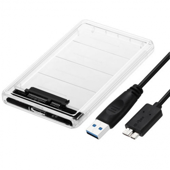 Externes Festplattengehäuse, SATA zu USB3.0 Transparenter tragbarer Festplattenadapter für HDD und SSD