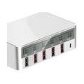 818 Intelligentes USB-Schnellladegeraet mit mehreren Anschluessen Adaptives LCD-Display Schnellladung QC 3.0 Typ-C-Anschluss EU-