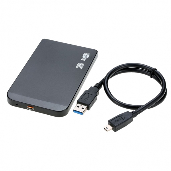 Schlankes Super Speed 6 Gbit / s Aluminium 2,5 "SATA SSD HDD-Festplattenlaufwerk USB 3.0 Externes Gehaeuse Caddy + USB-Kabel