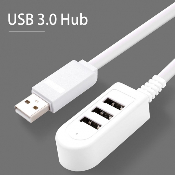 3 Anschluesse USB3.0 Hub Ultra Slim mit erweitertem Kabel Kompatibel mit PC-Laptop-Adapter