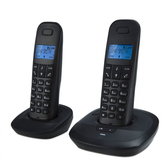 Teleline TEL-170ZT - DECT-Telefon mit Anrufbeantworter und 2 Mobilteilen, schwarz