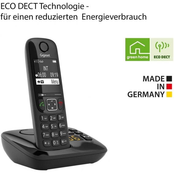 Gigaset AS690A Trio Schnurloses Telefon mit Anrufbeantworter, schwarz