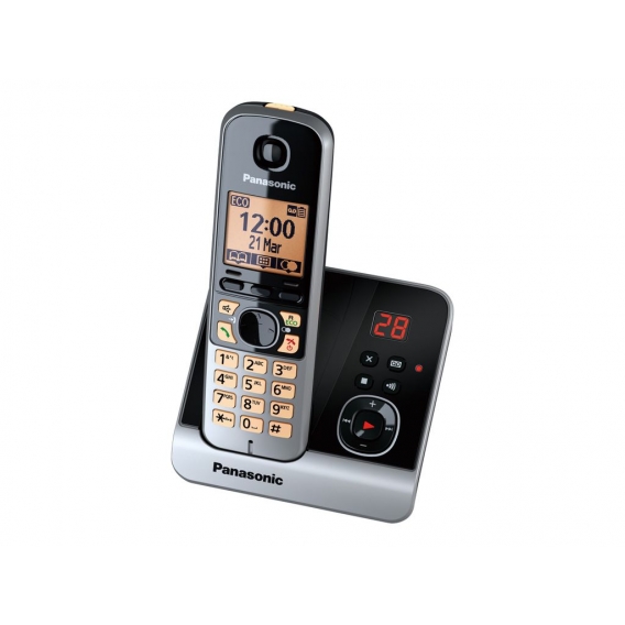 Panasonic KX-TG6721GB Schnurlostelefon mit Anrufbeantworter, Farbe: Schwarz/Silber