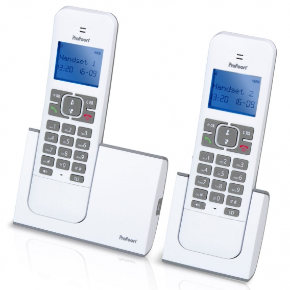 Profoon PDX-8420TE - DECT-Telefon mit 2 Mobilteilen, weiß/taupe