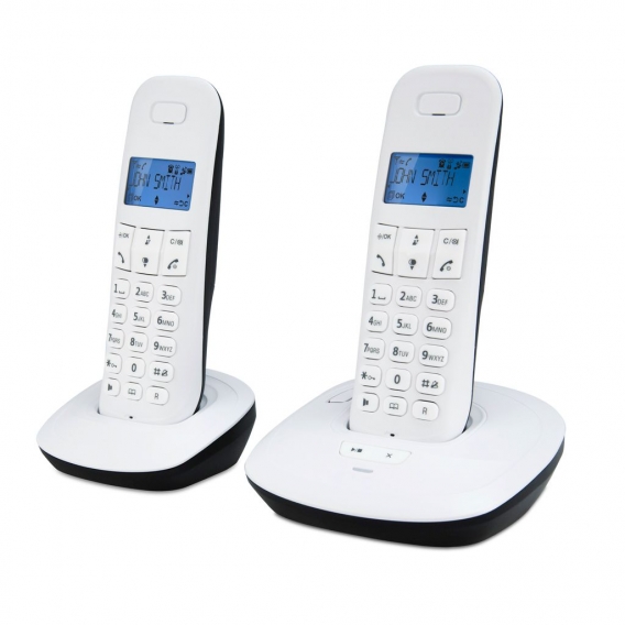 Teleline TEL-170WT - DECT-Telefon mit Anrufbeantworter und 2 Mobilteilen, weiß