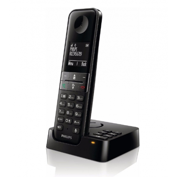 Philips D4751B Schnurlostelefon - Rufnummernanzeige, Freisprechfunktion, DECT Telefon mit Display - Schwarz