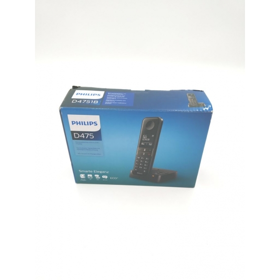 Philips D4751B Schnurlostelefon - Rufnummernanzeige, Freisprechfunktion, DECT Telefon mit Display - Schwarz