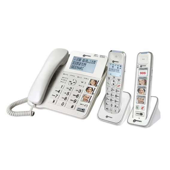 Geemarc PACK SENIOR 295 verstärktes schnurgebundenes 30 dB Seniorentelefon (+Anrufbeantworter)  und 2 Zusatz-Dect-Telefone (mit 