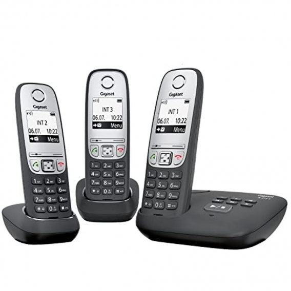 Gigaset A415A Trio Telefon - Schnurlostelefon, drei Mobilteile mit Grafik Display - Dect-Telefon mit Anrufbeantworter, Freisprec