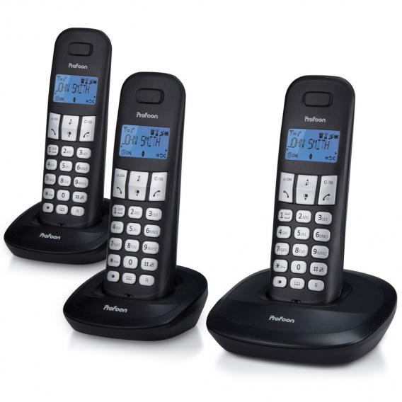 Profoon PDX-1130 - DECT-Telefon mit 3 Mobilteilen, schwarz