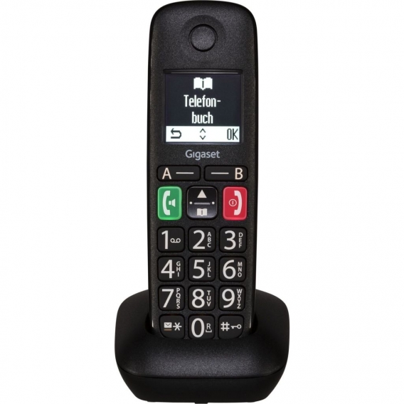 GIGASET E290HX schnurloses DECT Telefon (IP-Telefon Fritzbox kompatibel - VOIP, große Taste, großes Display) schwarz