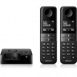 More about Philips - D4752B DECT-Telefon, Strahlungsarmes Schnurlostelefon mit Anrufbeantworter, 2 Mobilteile, 4,6-cm-Display, Freisprechfu