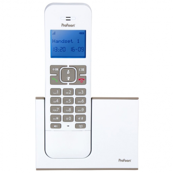 Profoon PDX-8400TE - DECT-Telefon mit 1 Mobilteil, weiß/taupe