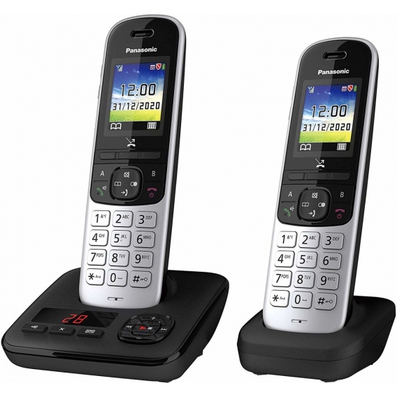 Panasonic KX-TGH722GG Duo schwarz DECT Schnurlos Telefon mit Anrufbeantworter