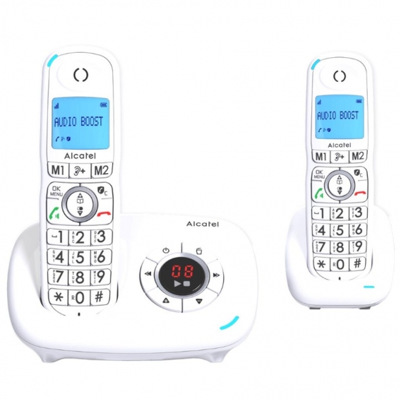 Alcatel XL585 voice duo, Analoges Telefon, Kabelloses Mobilteil, Freisprecheinrichtung, 50 Eintragungen, Weiß