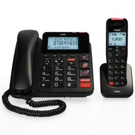 More about Fysic FX-8025 - Schnurgebundenes Telefon mit Anrufbeantworter und DECT-Telefon für Senioren, schwarz