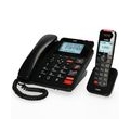 Fysic FX-8025 - Schnurgebundenes Telefon mit Anrufbeantworter und DECT-Telefon für Senioren, schwarz