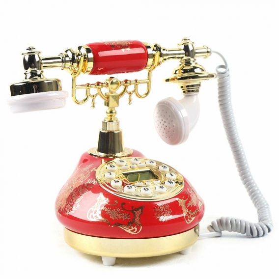 Vintage Keramik Telefon Retro Stil Knopf Zifferblatt Schreibtisch Dekoration Festnetztelefon Haustelefon Nostalgie Tisch Dekor