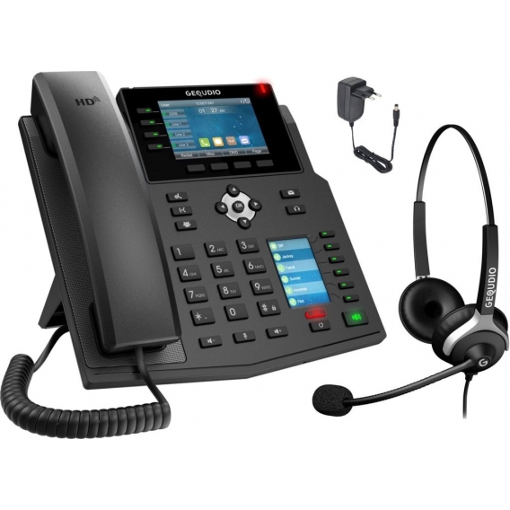 GEQUDIO GX5+ IP-Telefon Set mit Netzteil & Headset