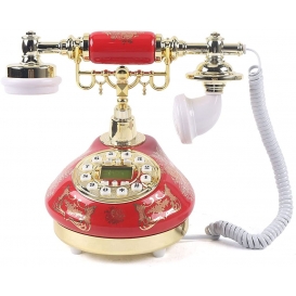 More about Retro Telefon Rot Vintage Keramik Festnetztelefon Nostalgie Zifferblatt Tischdeko