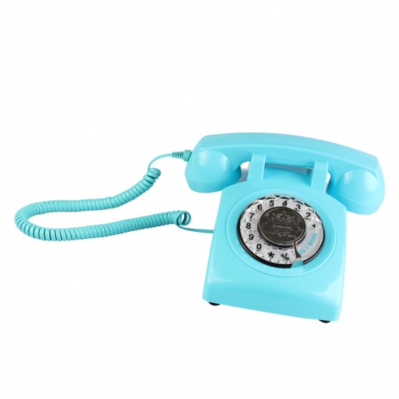 1 Stück Rotary Dial Bell Telefon , Farbe Blau