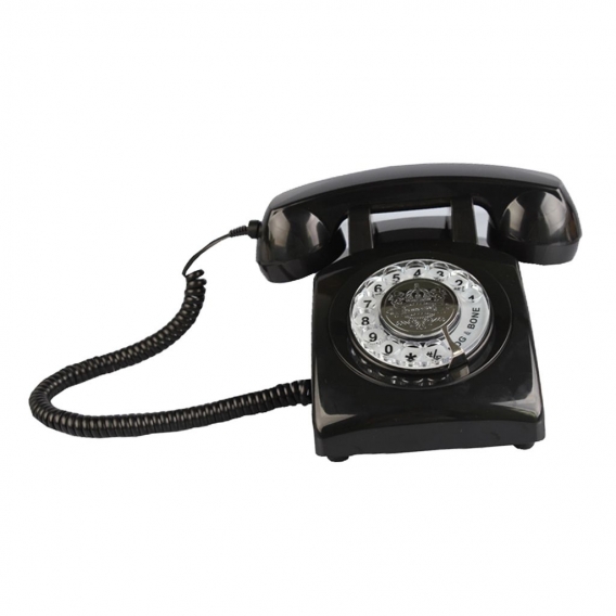 1 Stück Rotary Dial Bell Telefon , Farbe schwarz