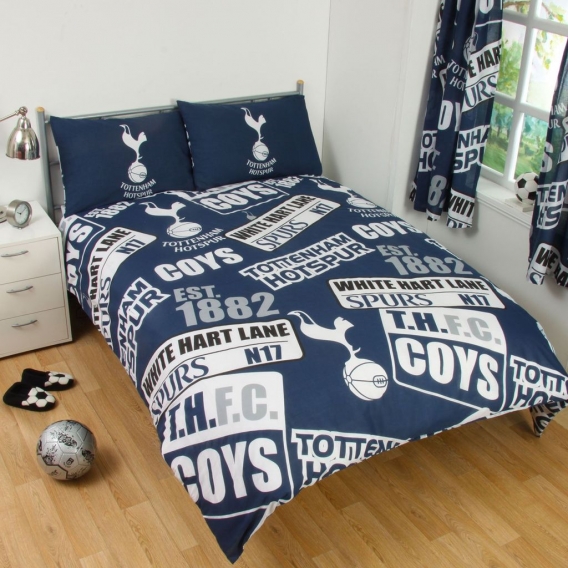 Tottenham Hotspur FC offizielles Patch Fußball Wappen Bettwäsche-Set SI247 (Einzelbett) (Marineblau/Weiß)