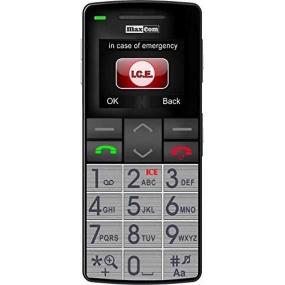 Maxcom MM 715 Grou00dftasten Handy mit Notrufarmband (4,5 cm (1,8 Zoll) Farbdisplay, grou00dfes Telefonbuch (300), FM Radio, 1,3