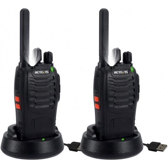 Retevis H777 Plus Funkgeräte 2 Stück, PMR446 Lizenzfrei Funkgeräte Set, Walkie Talkie Wiederaufladbar, LED Lampe, VOX, Squelch, 